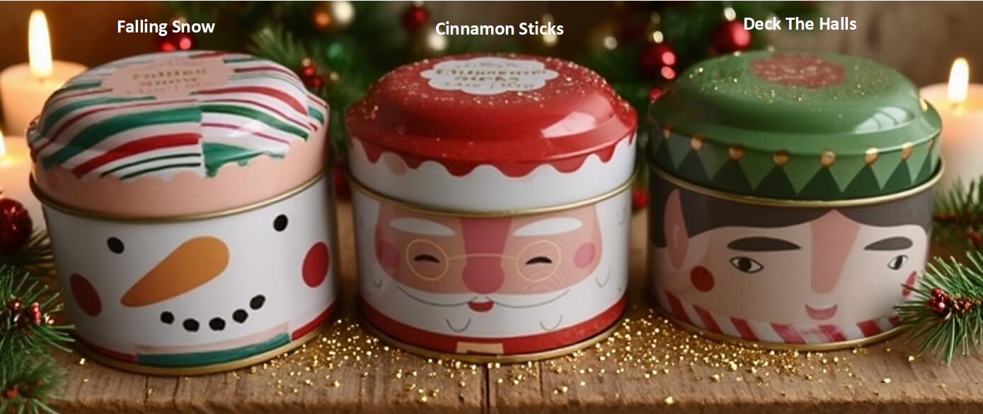 Printed Christmas Tin Candle